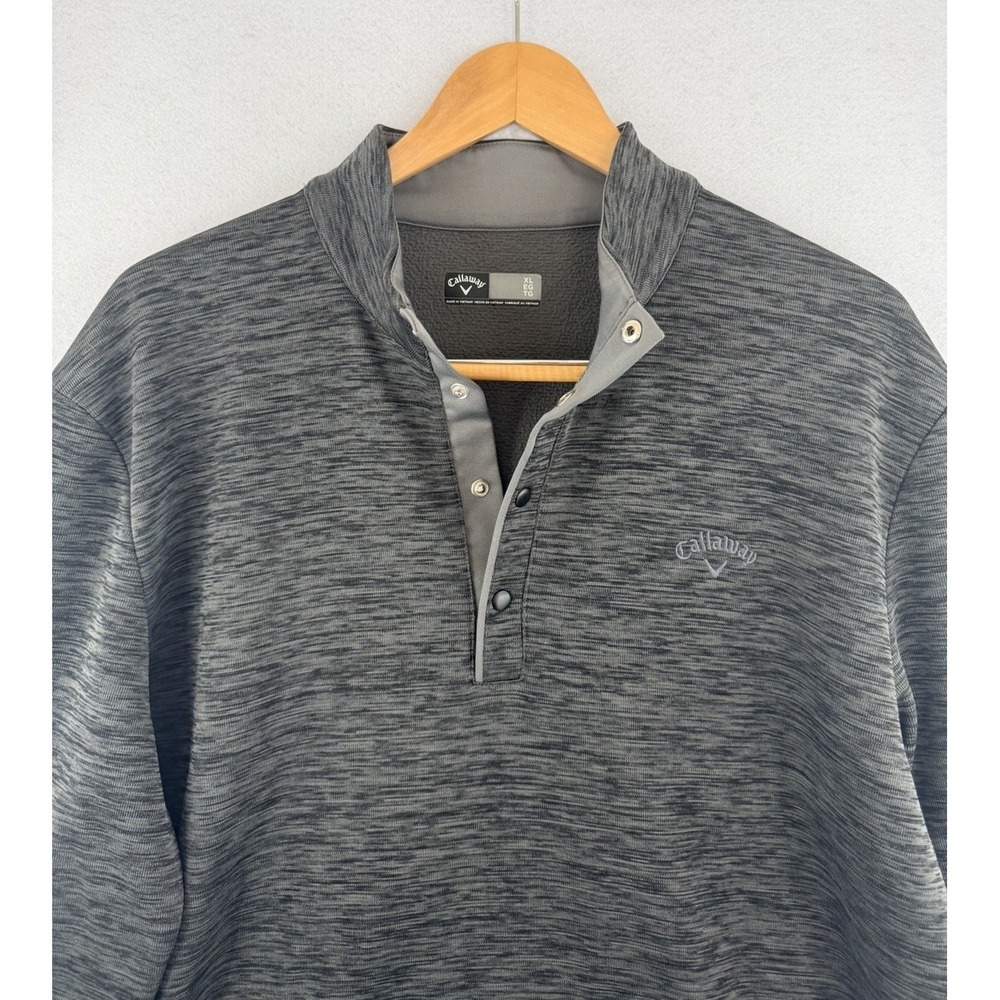 Callaway Sweater Mens XL Gray 1/4 Snap Button Closure Pullover Sweatshirt Golf